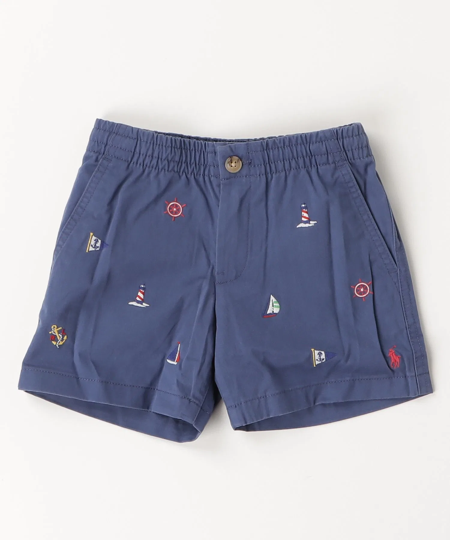 Детские хлопковые шорты-чинос Polo Ralph Lauren с вышивкой тёмно-синие — фото 4