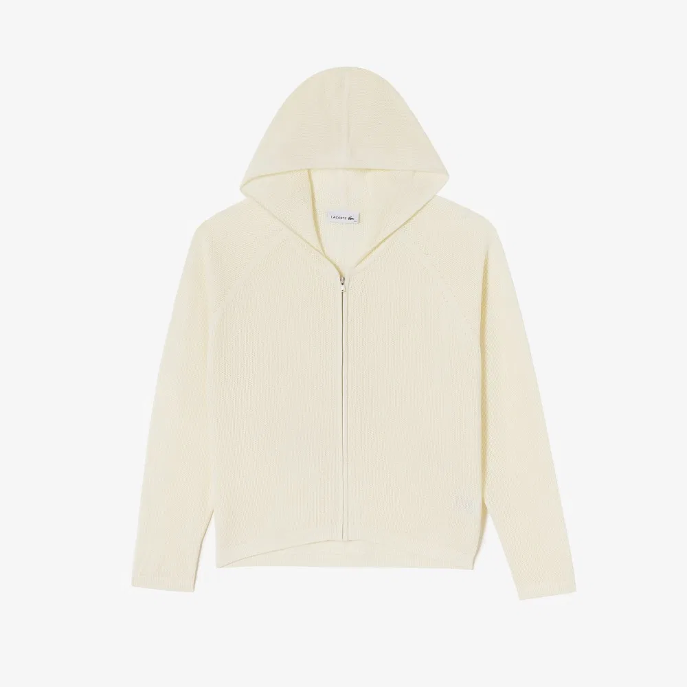 Кардиган Lacoste с капюшоном, летний, на молнии, айвори