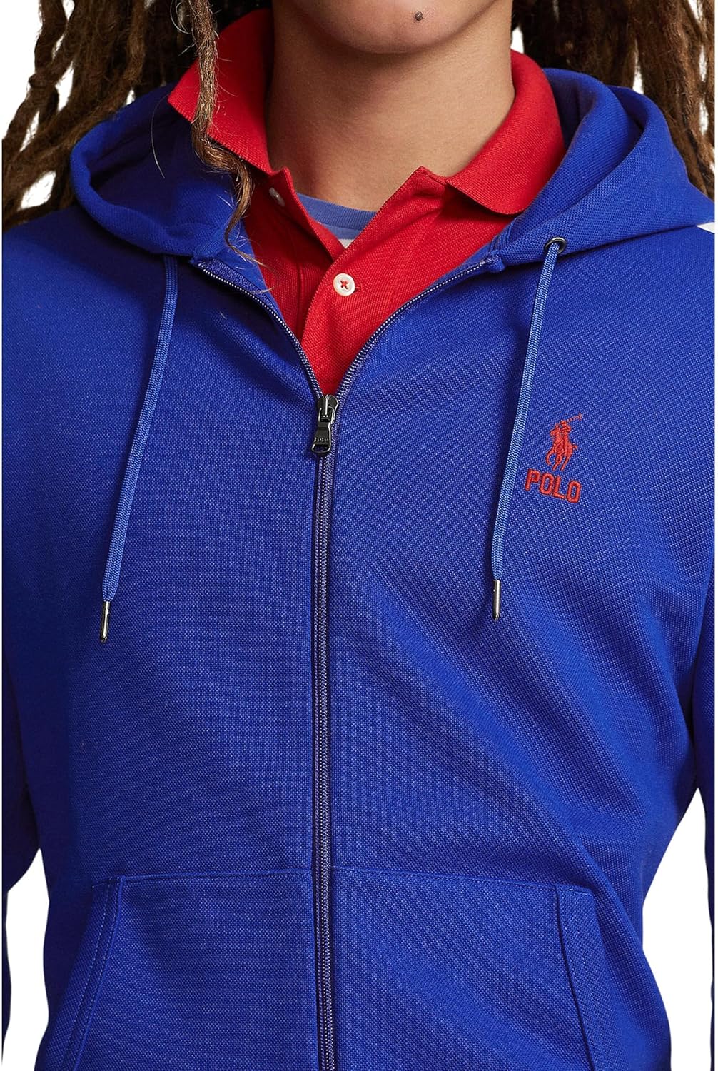 POLO RALPH LAUREN Мужская худи на молнии из двойного трикотажа с сеткой, Sapphire Star Multi — фото 3