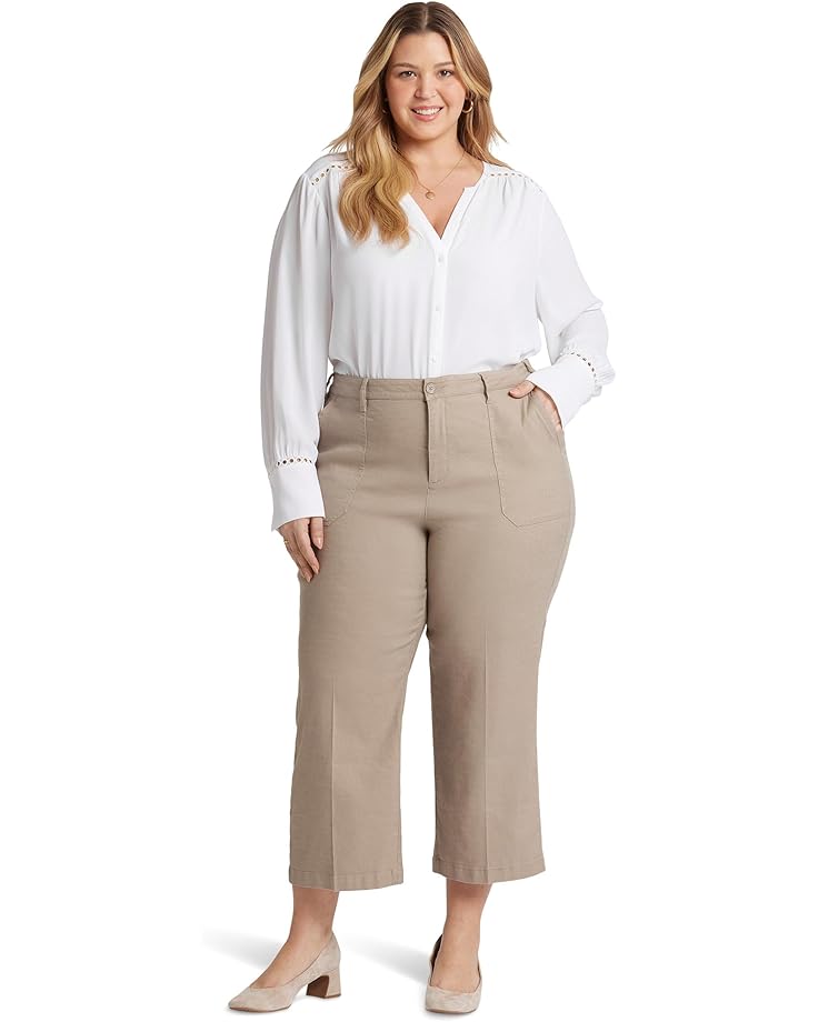 

Брюки NYDJ Plus Wide Leg Cropped Cargo, цвет Saddlewood