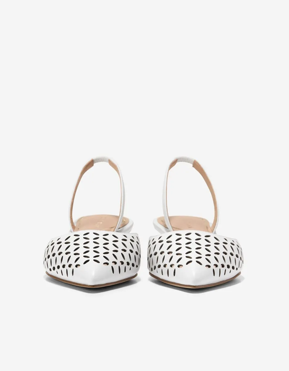 Женские сандалии на каблуке из натуральной кожи Cole Haan, белый — фото 2