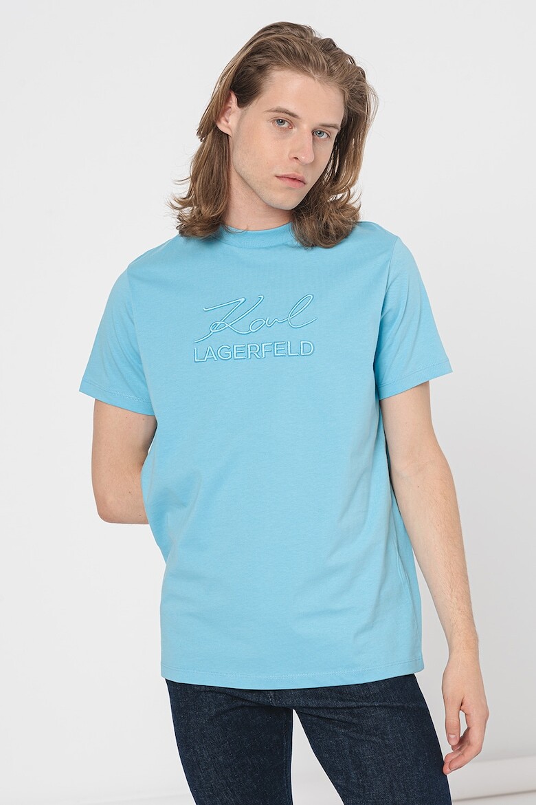 

Футболка с овальным вырезом и логотипом Karl Lagerfeld, синий