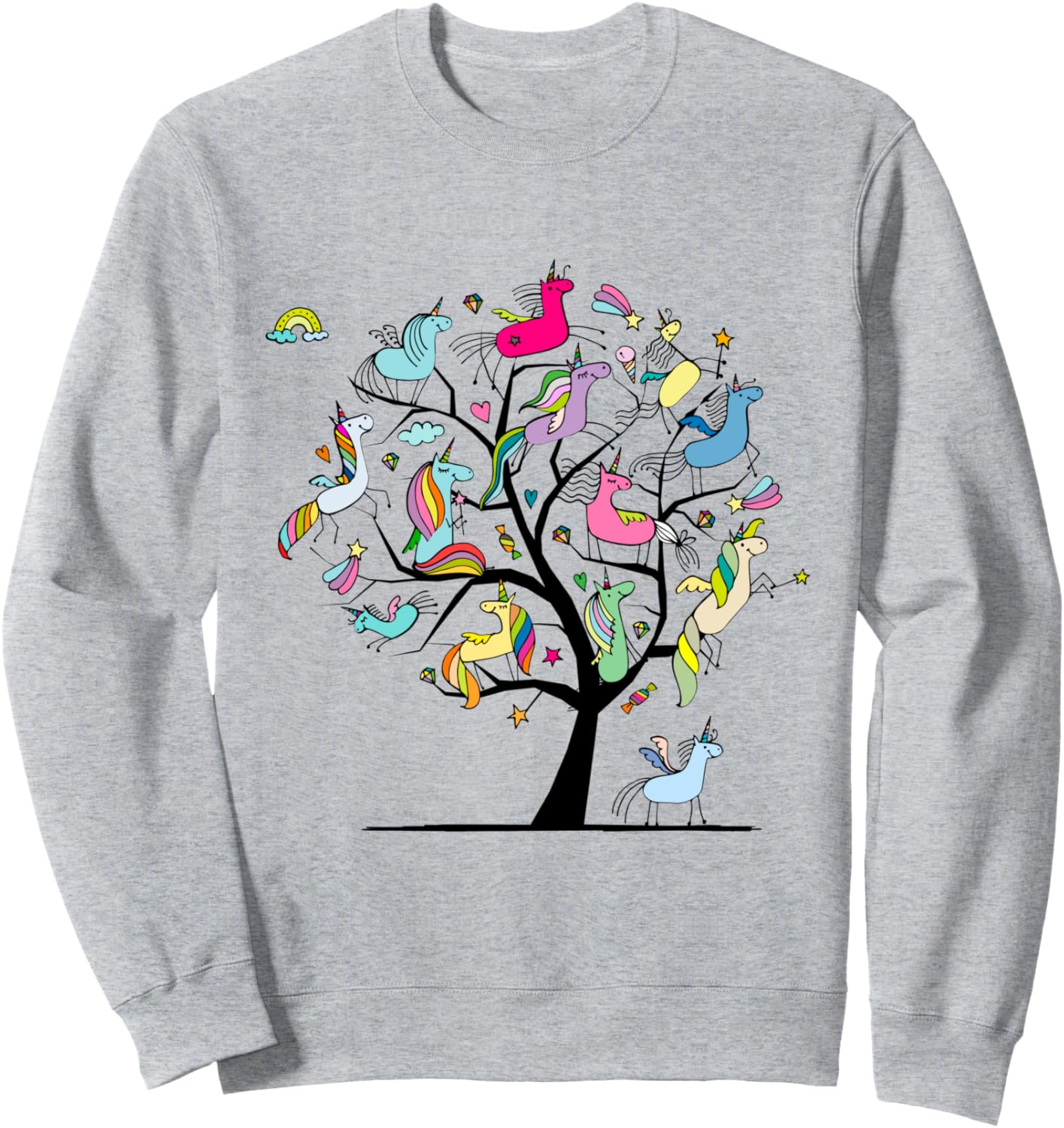 

Пародия на духовность движения «Нью Эйдж»: толстовка с изображением дерева и единорога Unicorn Spirit, серый