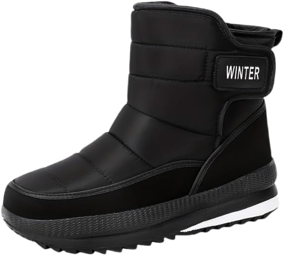 

Мужские утепленные снежные ботинки - плюшевая искусственная меховая подкладка для тепла и комфорта - идеально подходят для зимних приключений и активного отдыха на свежем воздухе Azttoztto, черный