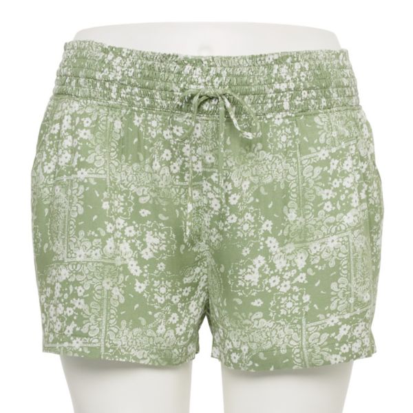 

Шорты больших размеров для юниоров с высокой посадкой и присборенной талией So, цвет dark green bandana