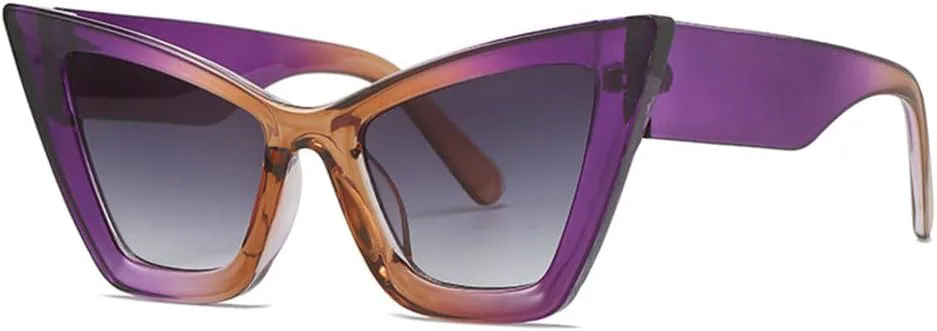 

Модные солнцезащитные очки большого размера «кошачий глаз» для женщин, винтажные градиентные очки с защитой от УФ-излучения UV400 для мужчин generic, Purple Tea Gray