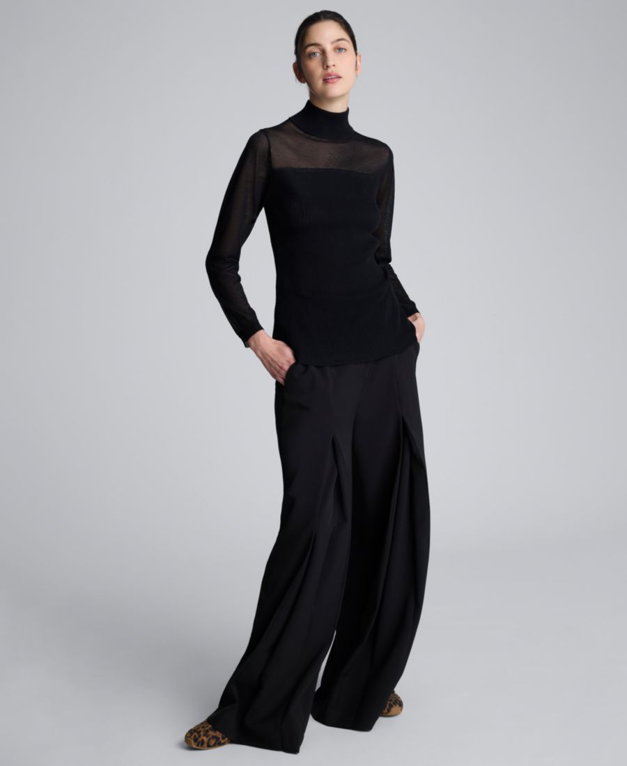 

Женский ребристый свитер с высоким воротником и длинными рукавами Kenneth Cole, Black