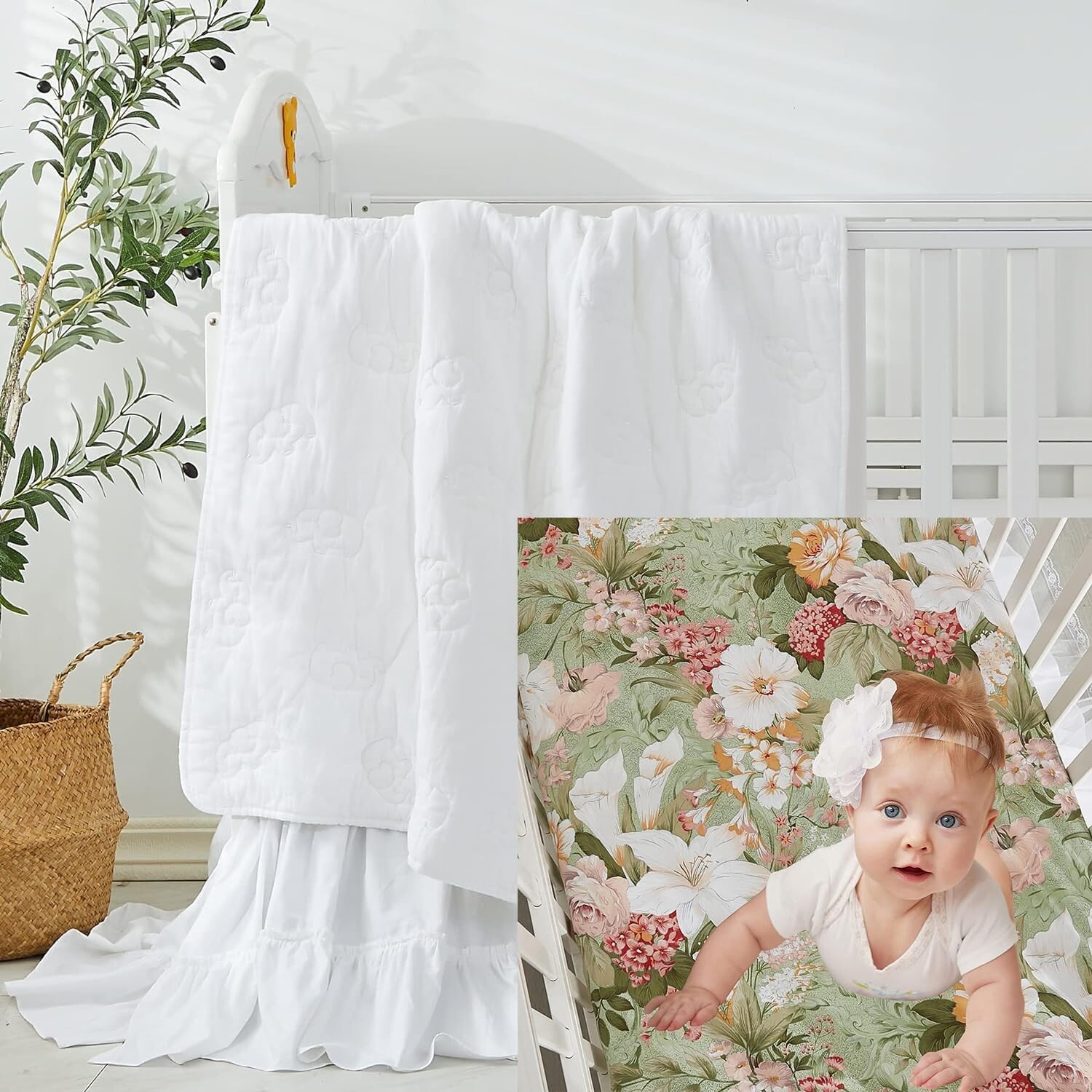 

Комплект постельного белья для детской кроватки Brandream из 4 предметов для мальчиков и девочек с 2 упаковками простыней для кроватки