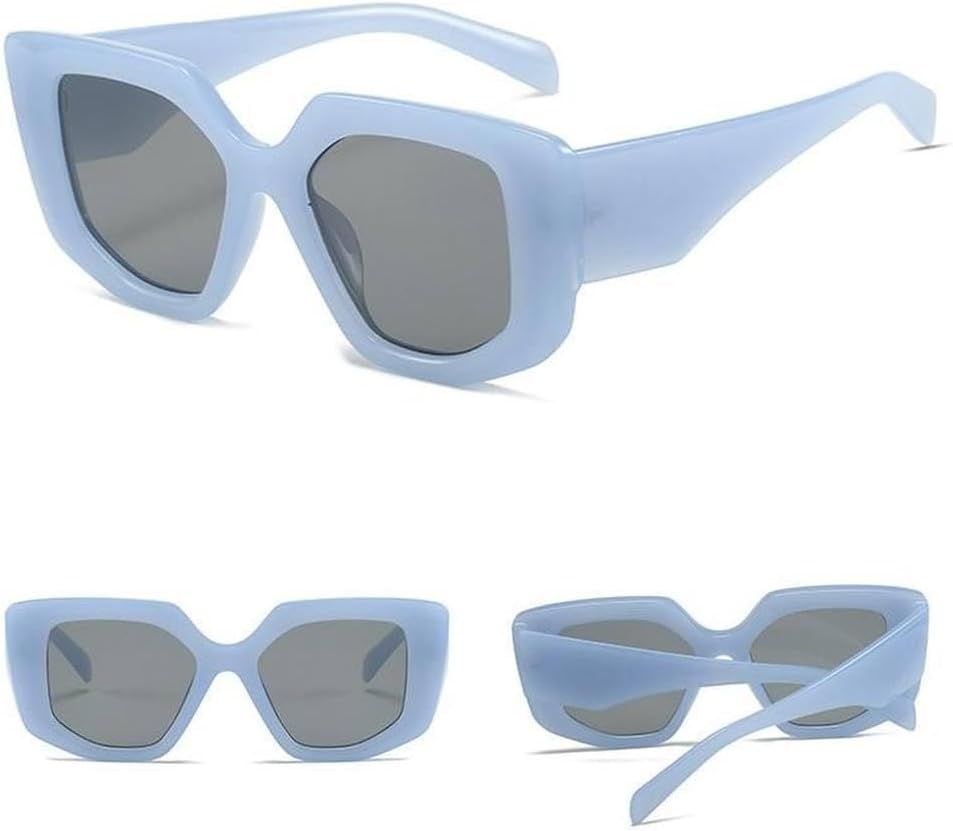 

Элегантные квадратные женские солнцезащитные очки с уникальным многоугольным винтажным дизайном, черная крупная оправа, женские солнцезащитные очки класса люкс LVTFCO, Blue Gray