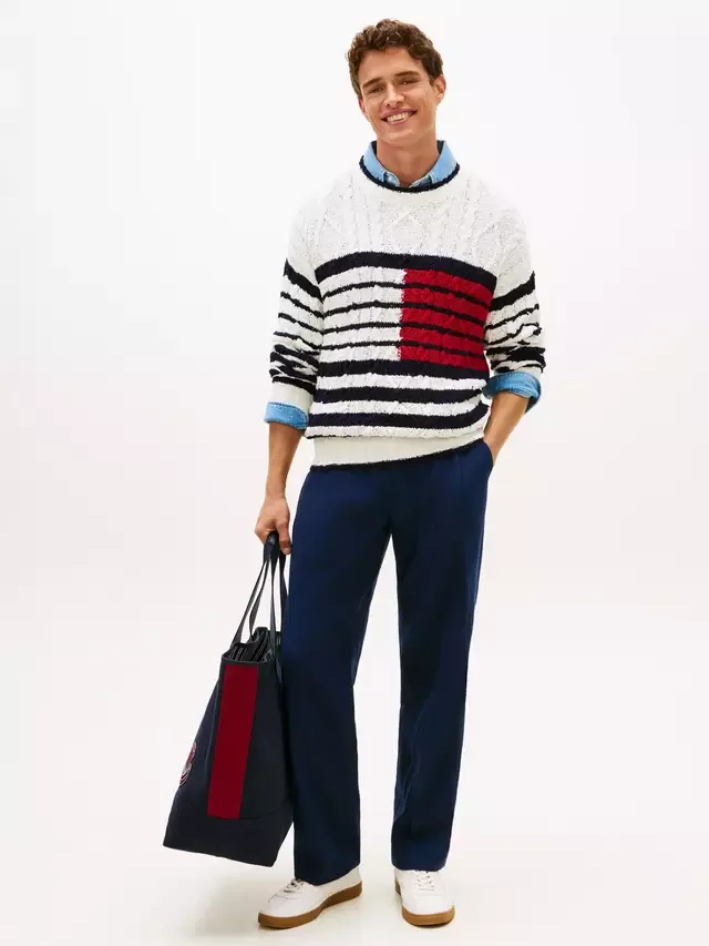 Хлопковый полосатый джемпер крупной вязки, разноцветный Tommy Hilfiger — фото 2