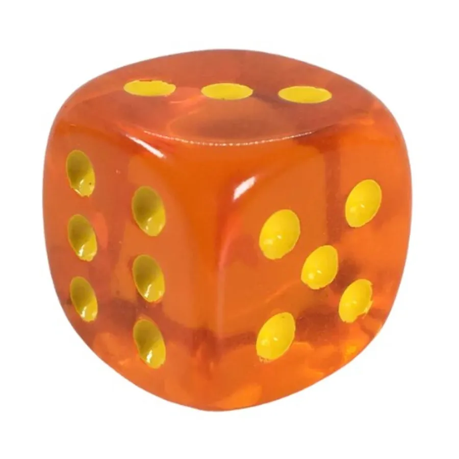 

d6 Прозрачная тыква 18 мм с желтым (12), Game Dice - Translucent (Role 4 Initiative)