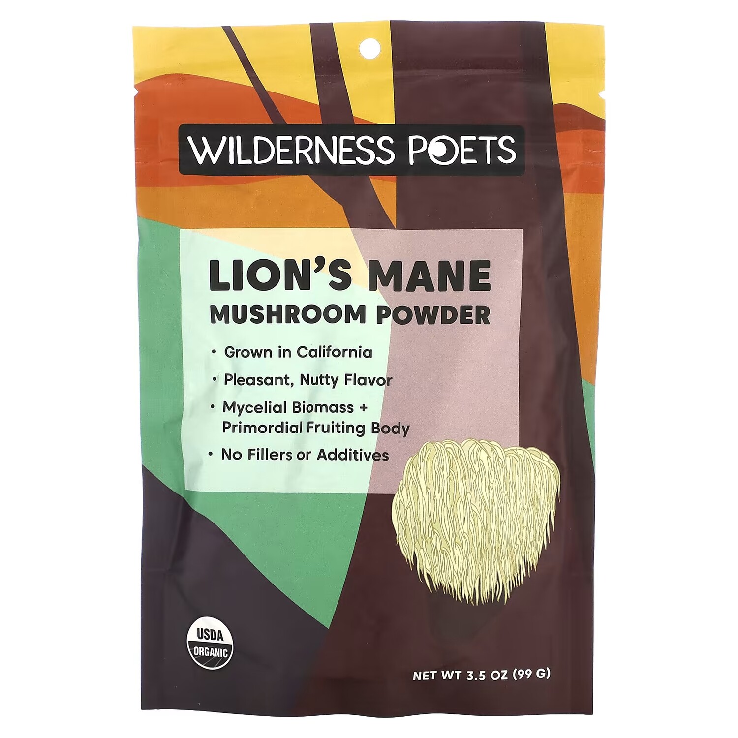 

Органический порошок гриба Wilderness Poets львиная грива, 99 г