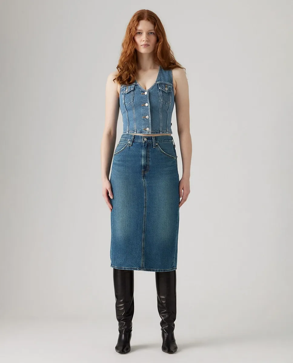 

Узкая джинсовая миди-юбка Levi's, синий