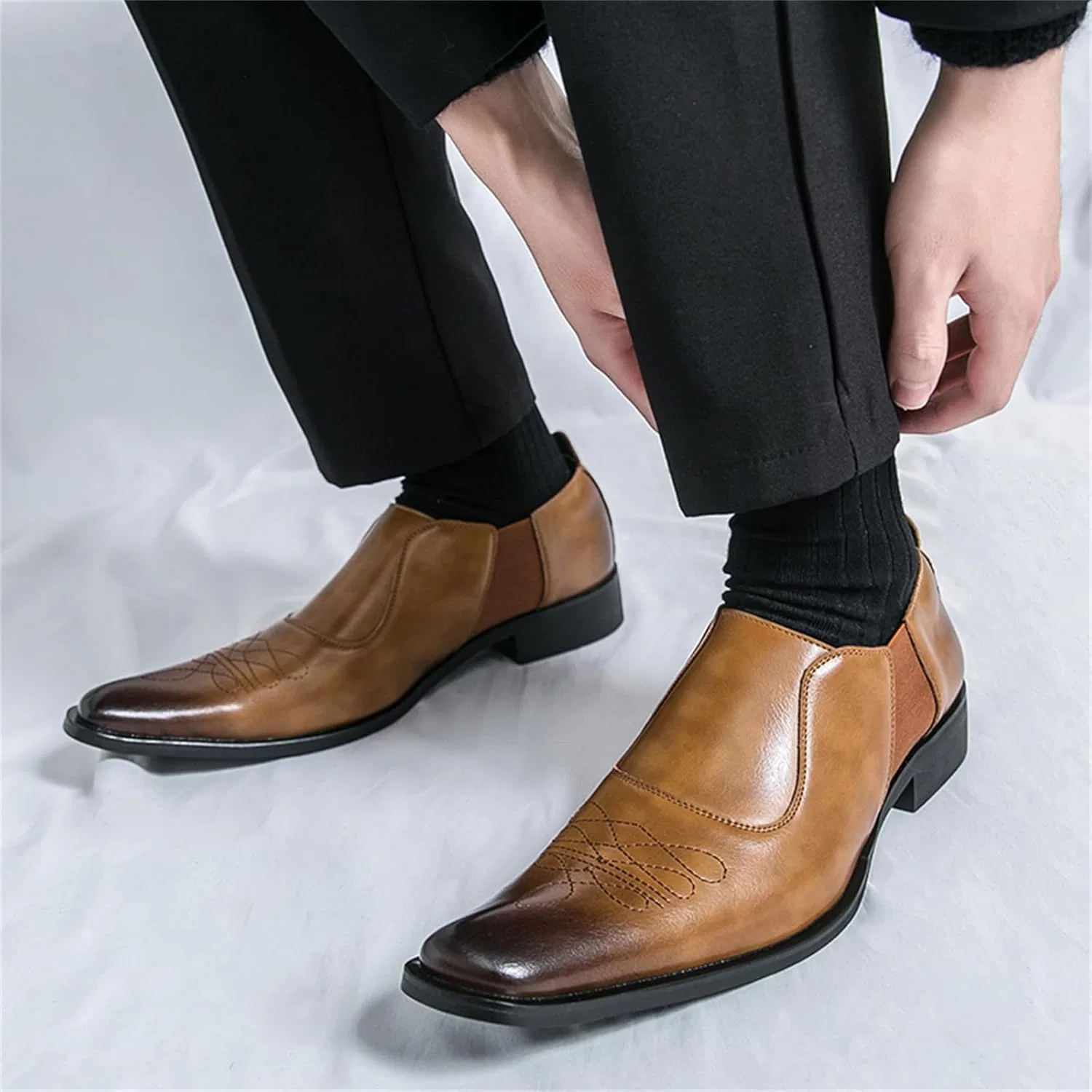 Туфли мокасины кожаные мужские Loafers Brown TIXEWSJH — фото 2