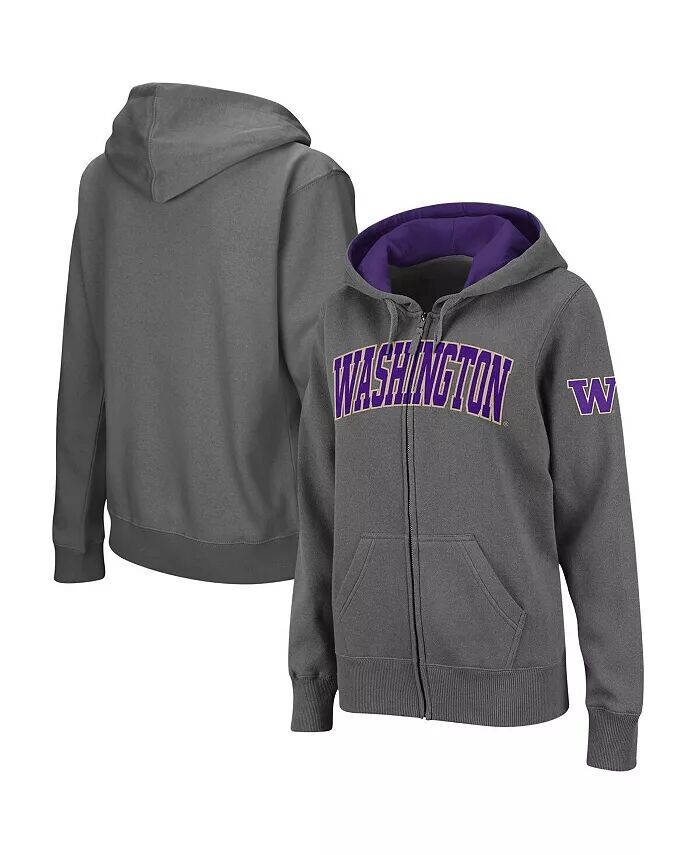 

Женская толстовка с капюшоном на молнии с надписью Washington Huskies Arched Name цвета уголь Colosseum