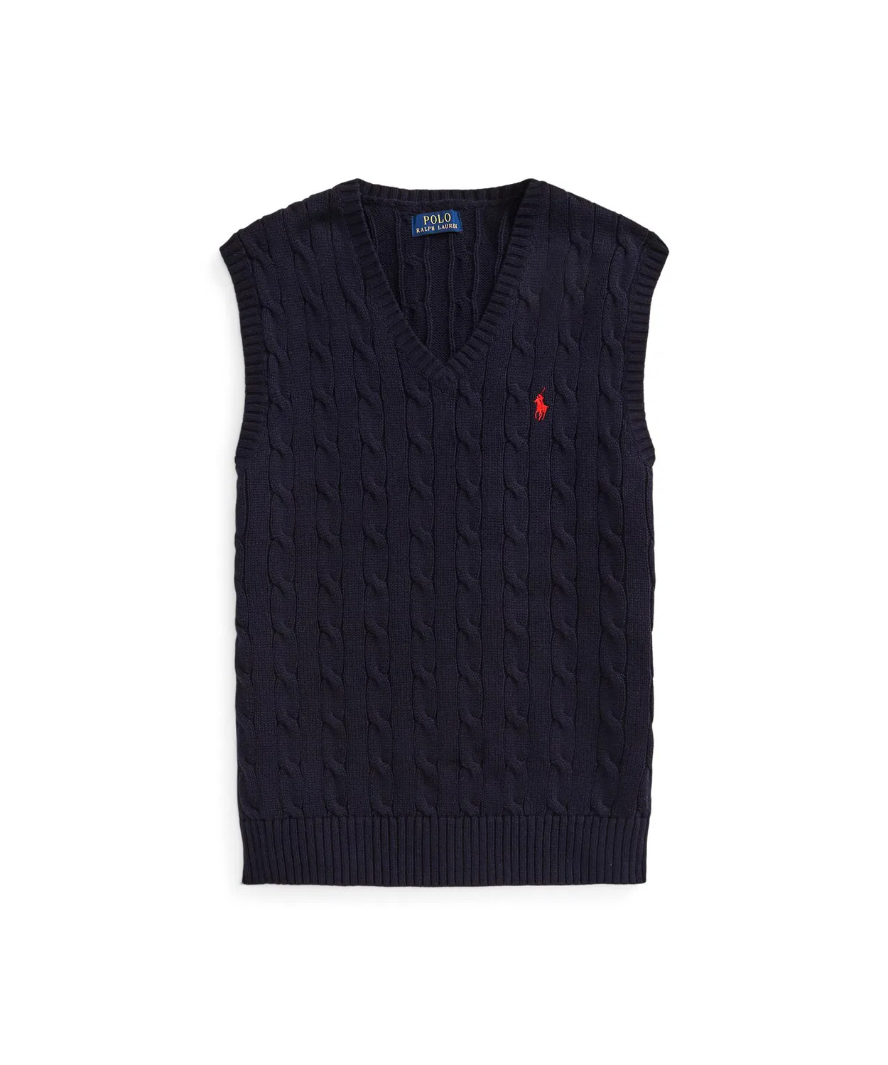 Свитер-жилет с кабельным узором Polo Ralph Lauren, хлопок, синий — фото 2