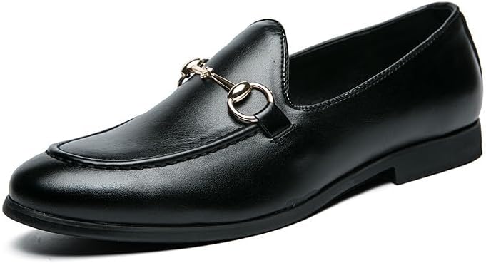 

Мужские кожаные лоферы Santimon с пряжкой, классические мокасины, повседневная и формальная обувь, удобные туфли без шнурков, черный