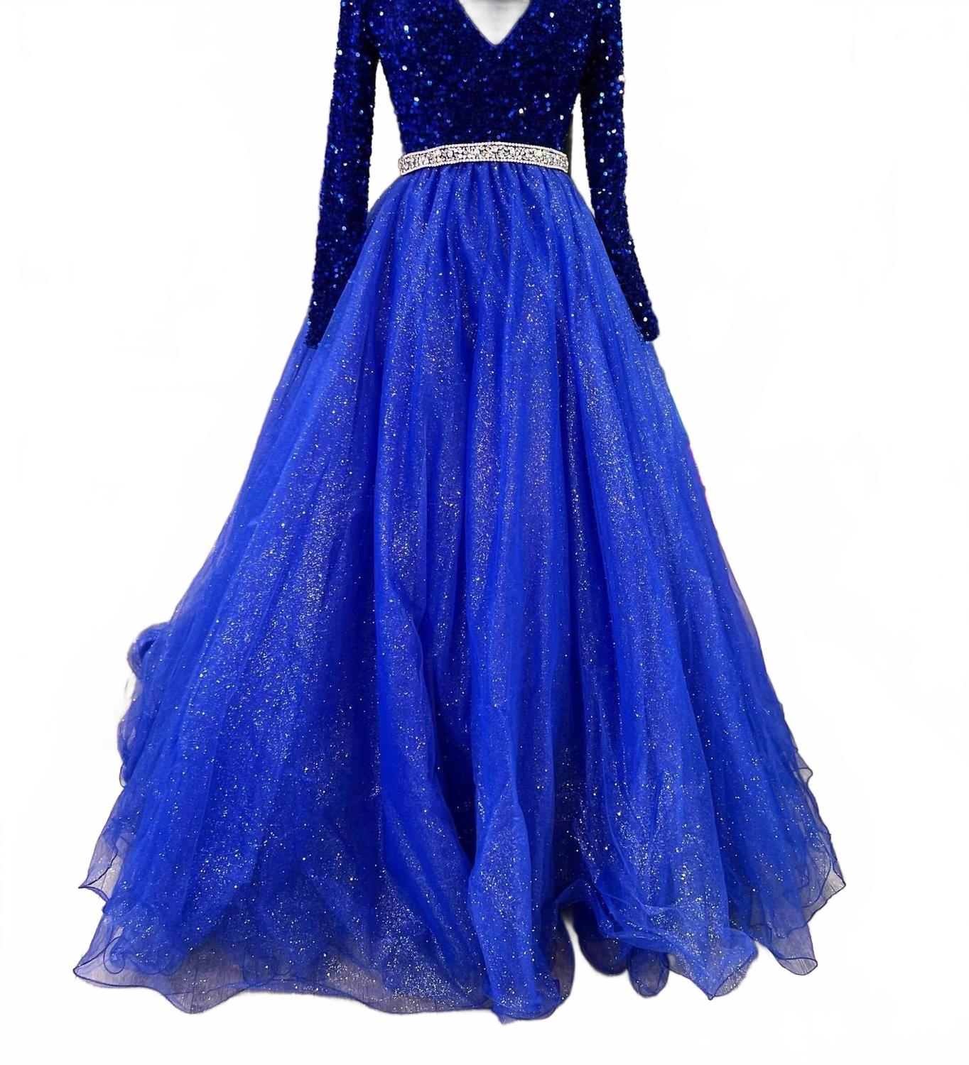 

Вечернее платье с длинными рукавами и пайетками в королевском стиле Ava Presley