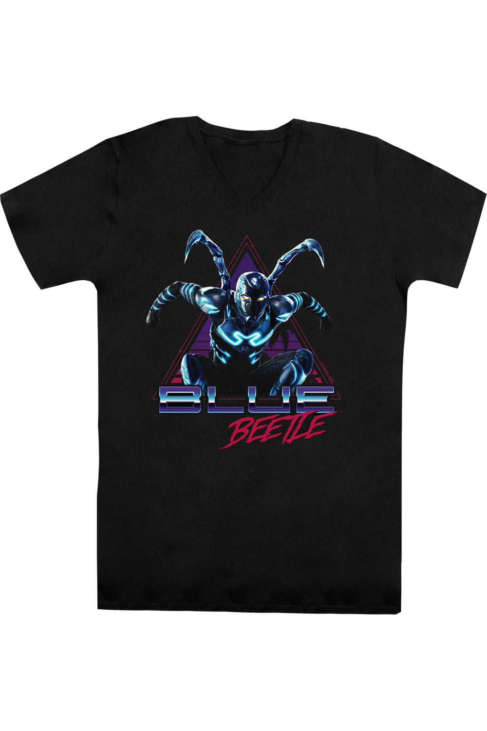 

Футболка/футболка из хлопка премиум-класса Blue Beetle (2023) Leaping Triangle с коротким рукавом и V-образным вырезом для взрослых Gildan, черный