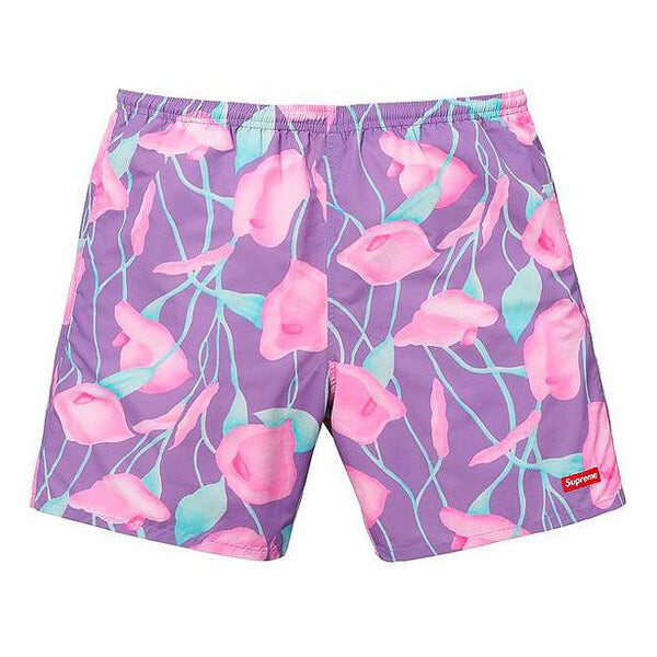 

Шорты ss18 nylon water short flowers casual shorts purple Supreme, фиолетовый