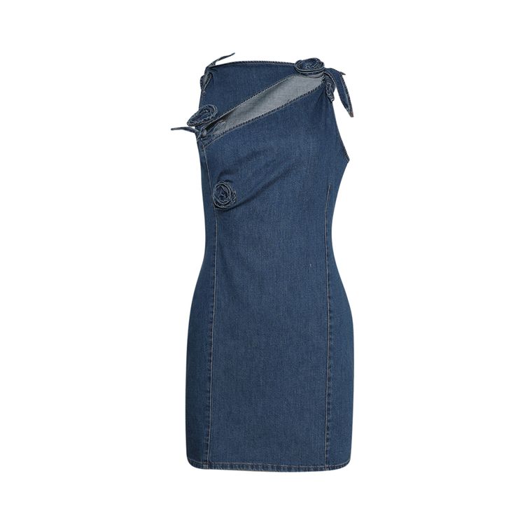 

Платье Coperni Denim Asymmetric Flower Mini Dress 'Blue', синий