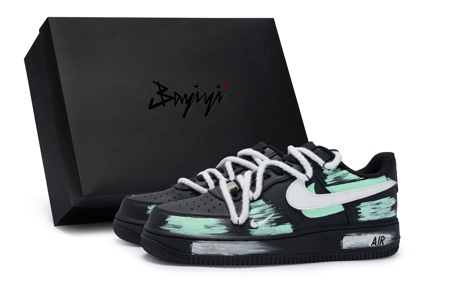 

Nike Юнисекс низкие скейтерские кросcовки Air Force 1 в цвете голубой - черный голубой, цвет Black Cyan