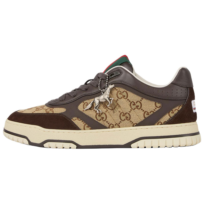 

Gucci Re Web Китайская новогодняя коллекция Кожаные низкие скейтбордные кроссовки 1 см Мужские Бежевые коричневый