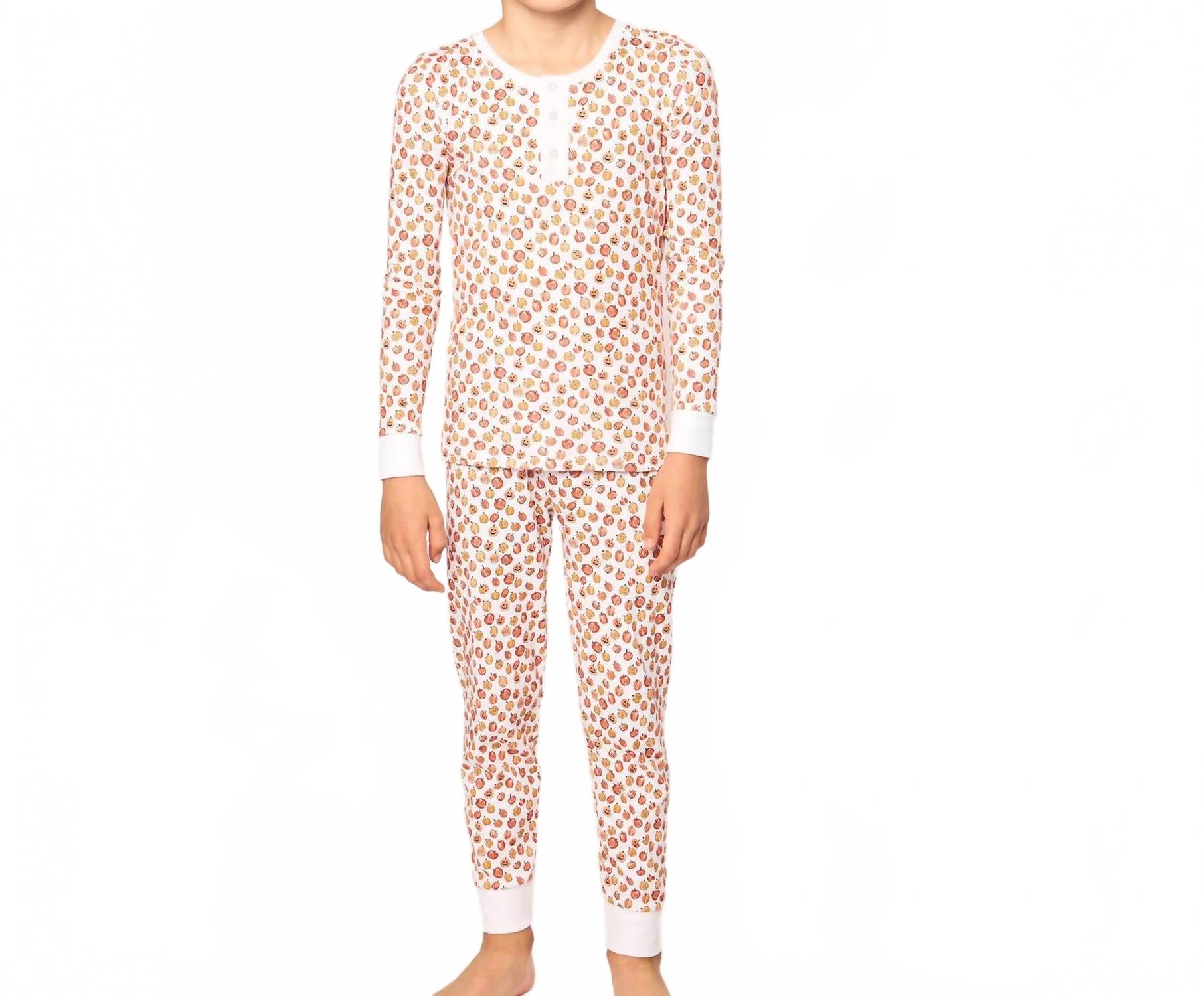 

Детский облегающий пижамный комплект с тыквенными нашивками Petite Plume, Pumpkin Patch