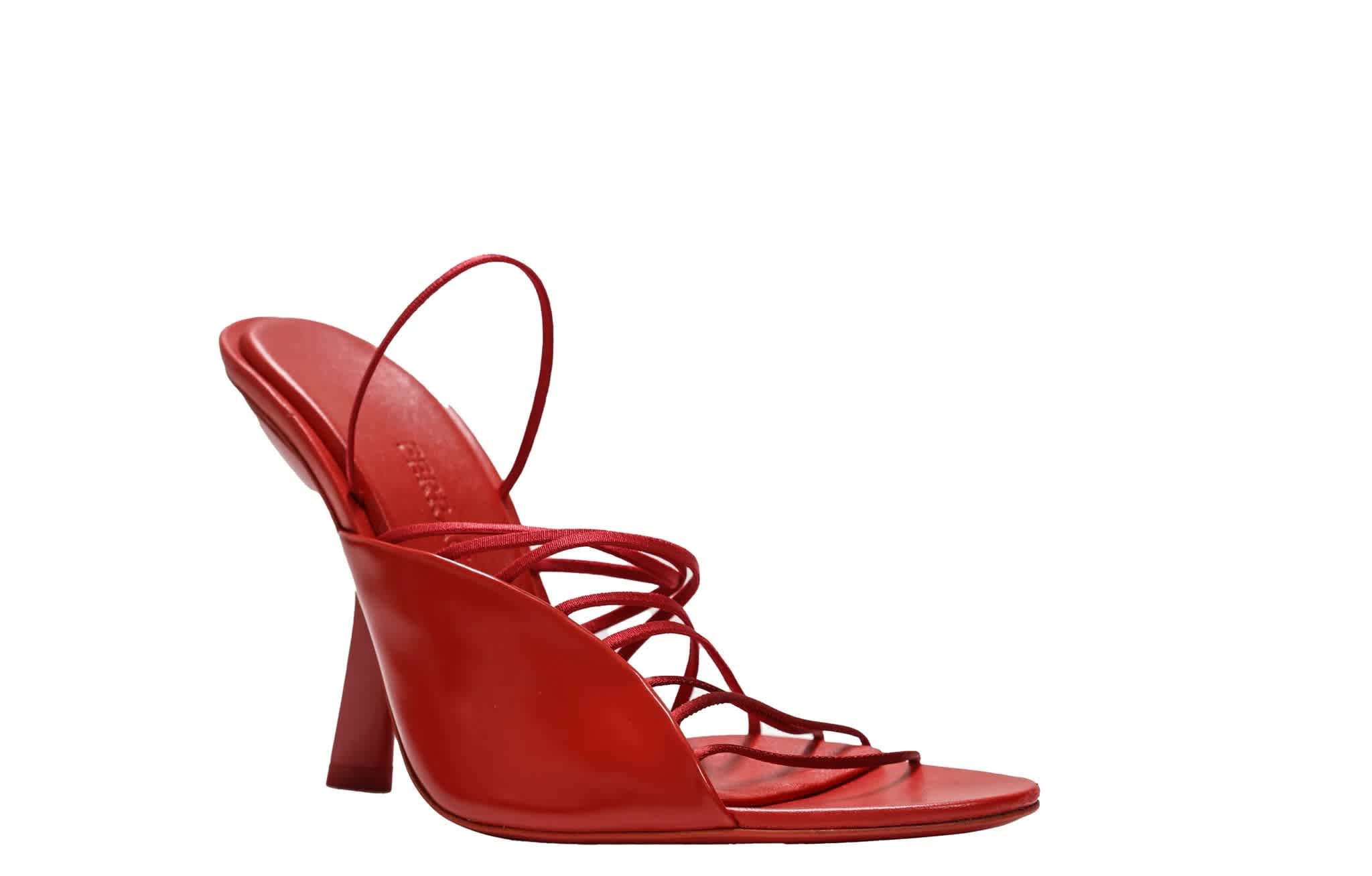 Ferragamo Женские красные кожаные босоножки Altaire на ультратонких ремешках Salvatore Ferragamo — фото 2