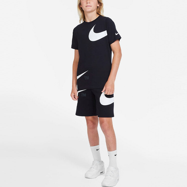 Футболка (GS) Nike Logo Printing Sports Round Neck Short Sleeve Boy Black T-Shirt DJ6616-010 — фото 2