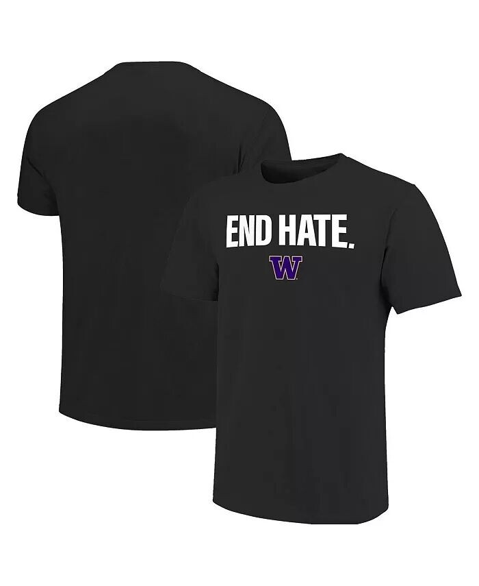 

Мужская черная футболка Washington Huskies End Hate Hate Image One