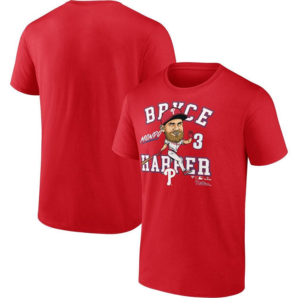 

Мужская красная футболка Fanatics Bryce Harper Philadelphia Phillies Hometown с карикатурой Fanatics Brands - White Label, цвет Phl Red