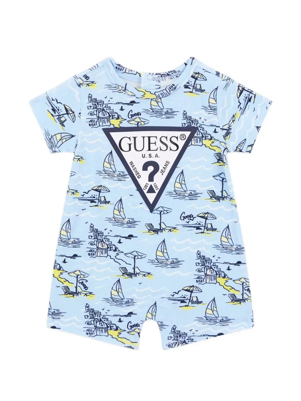 Комбинезон с узором и застежкой на пуговицы сзади Guess Kids, синий