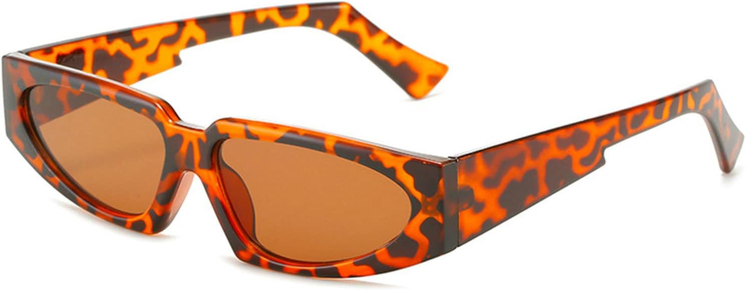 

Солнцезащитные очки в стиле хип-хоп/диско, яркие цвета, винтажный ретро-стиль, треугольная узкая оправа, простые солнцезащитные очки для мужчин и женщин COTIA, Leopard