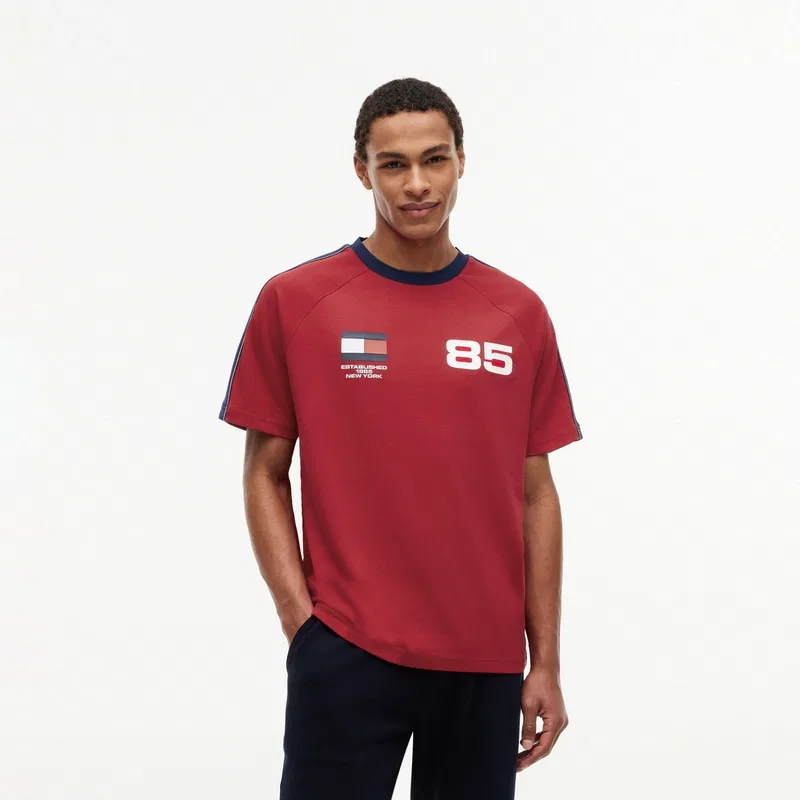 Футболка Tommy Hilfiger World Cup Collection с круглым вырезом красная — фото 4