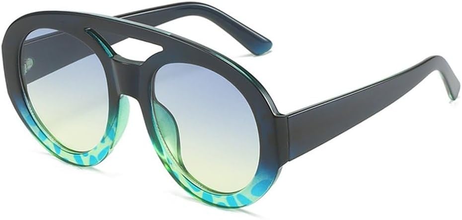 

Винтажные женские круглые солнцезащитные очки с двойной перемычкой, модный градиентный дизайн, защита от УФ-излучения UV400, мужские солнцезащитные очки в стиле панк SKFGNX, Pattern Blue Yellow