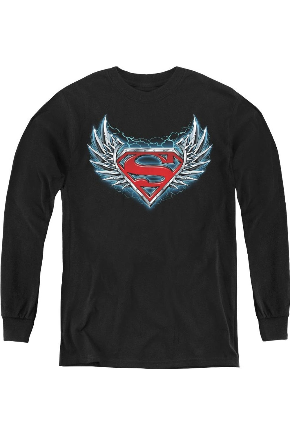 

Футболка с длинным рукавом для подростков с логотипом Superman Steel Wings Gildan, черный