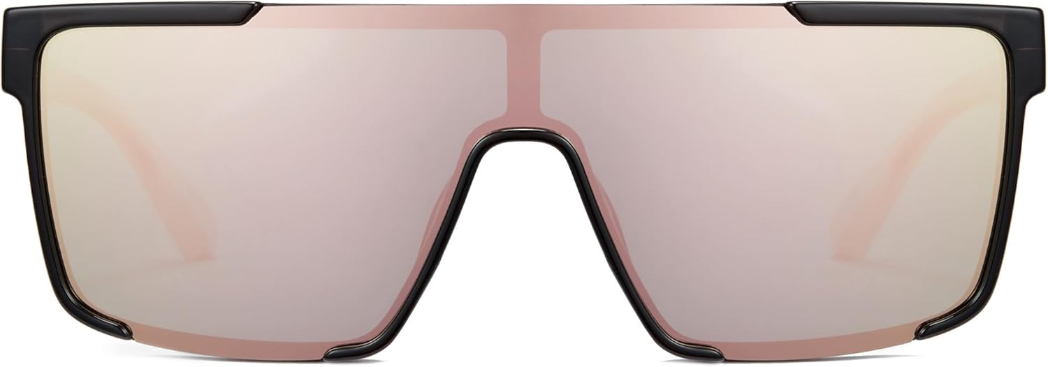 

Солнцезащитные очки Cyxus One-Piece с поляризацией, для женщин и мужчин, TR90, увеличенные квадратные линзы TAC, модные, защита UV400, P1131, Frame:black+ Lens:light Pink-1310