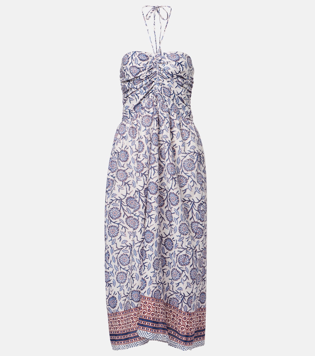 

Цветочное плиссированное хлопковое платье миди Velvet, Cream Floral