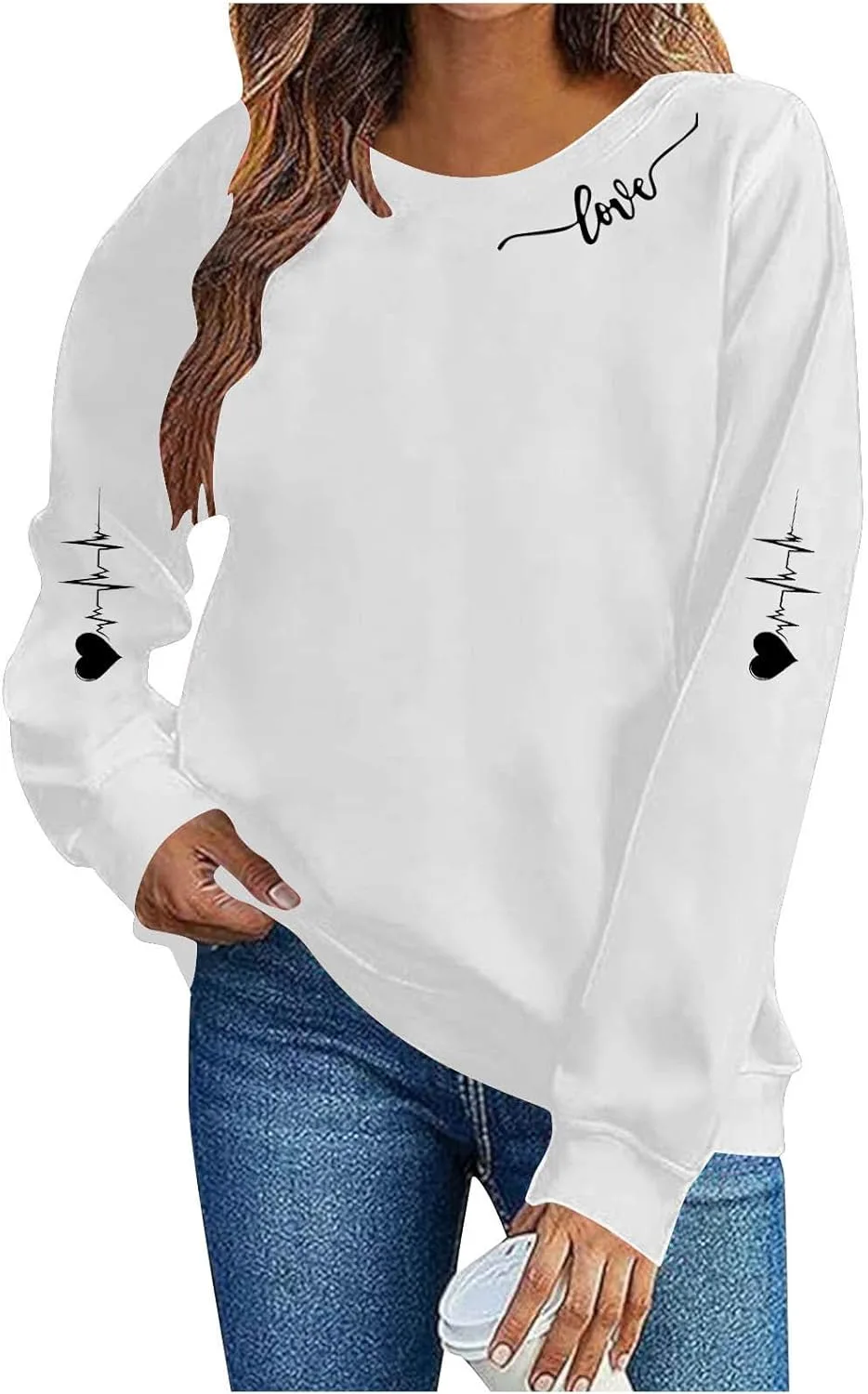 

Свитшот женский с принтом в виде сердца