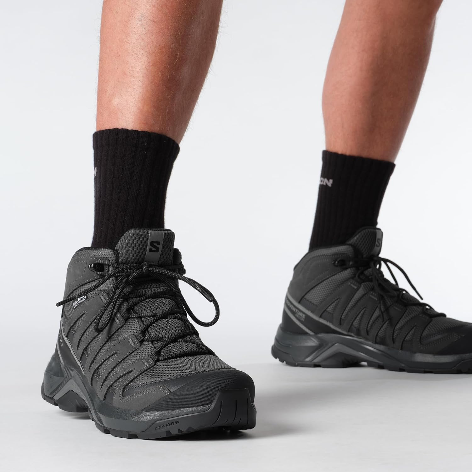 Мужские треккинговые ботинки Salomon X-Adventure Recon Mid Gore-Tex, водонепроницаемые, для стабильности на сложных маршрутах и походов в любую погоду, Asphalt/Phantom/Castlerock — фото 3