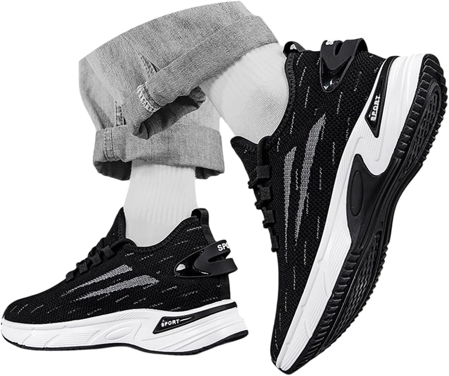 Кроссовки для бега с подъемом стопы 6-10 см GXYANiaoy H01 Black — фото 2