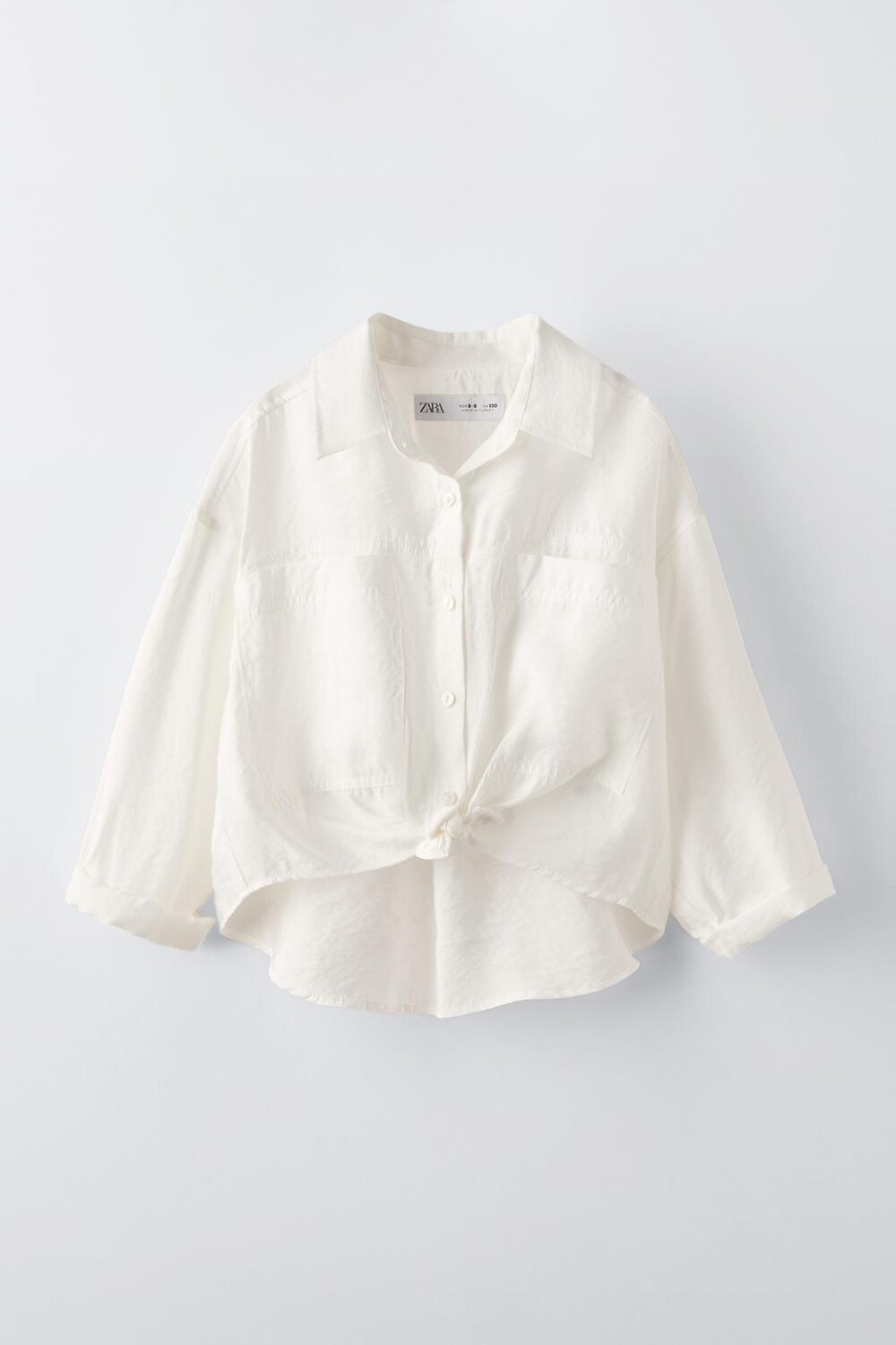 

Струящаяся рубашка с узлом ZARA, белый