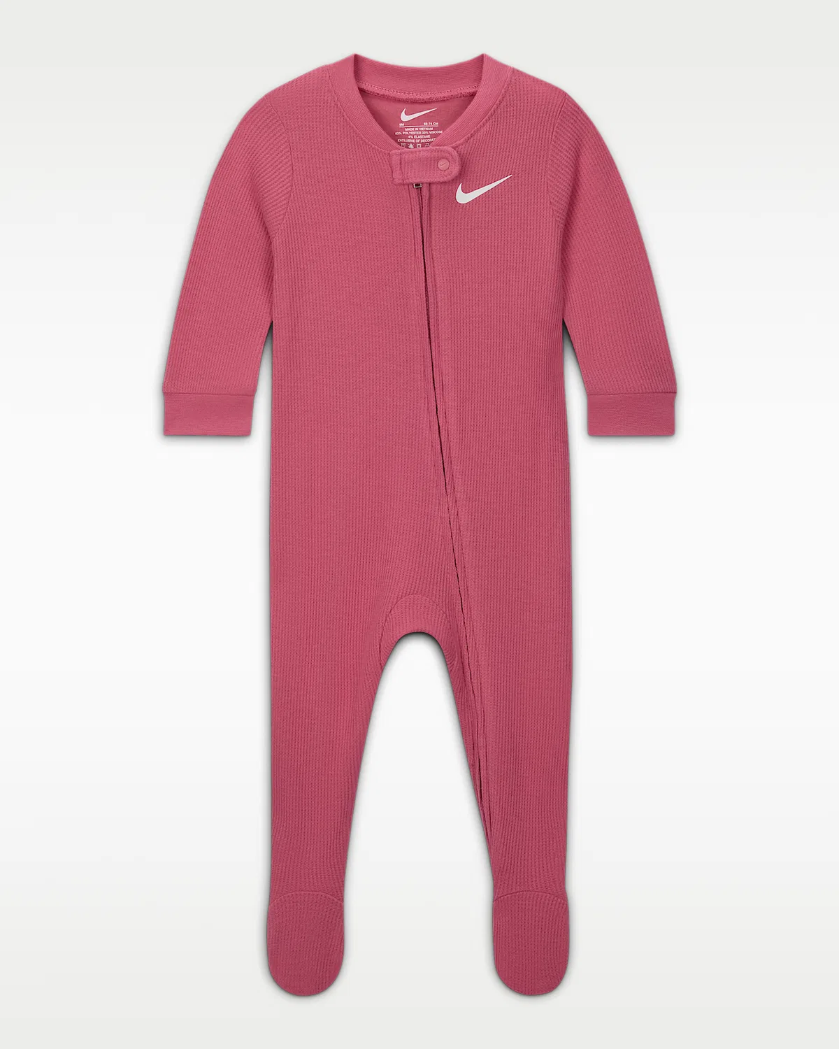 Baby Viscose Waffle Knit Footed Coverall Nike, Pink