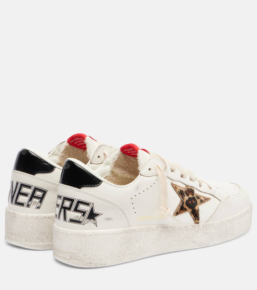 Кожаные кроссовки Ball Star на платформе Golden Goose, White/Beige Brown Leo/Blk — фото 2