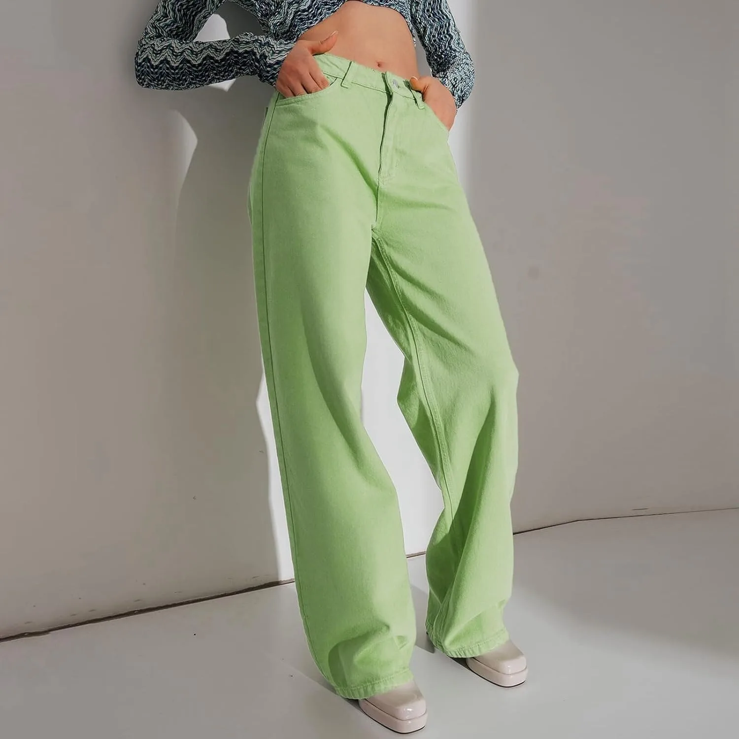 Джинсы женские Street Trendy цветные свободные Casual — фото 2