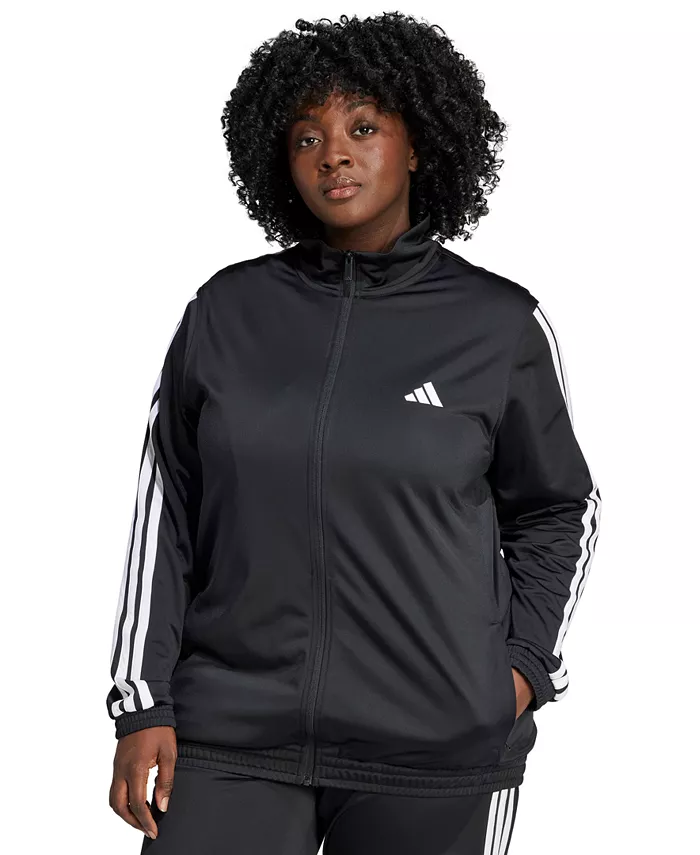 

Спортивная куртка Plus Size Essentials Tricot Three Stripes adidas, черный