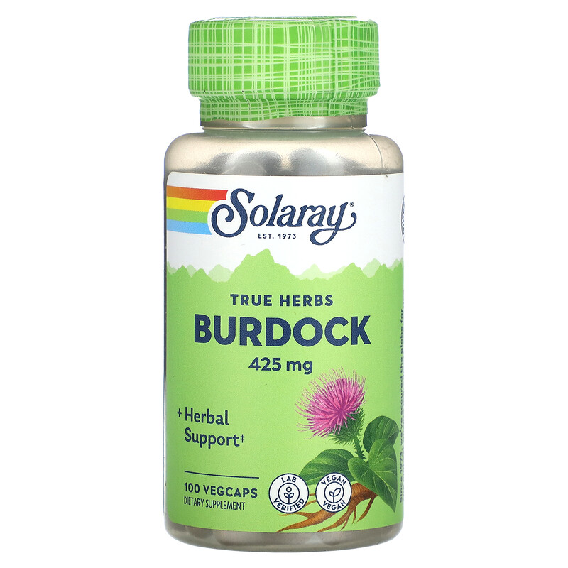

Solaray, True Herbs, лопух, 425 мг, 100 растительных капсул
