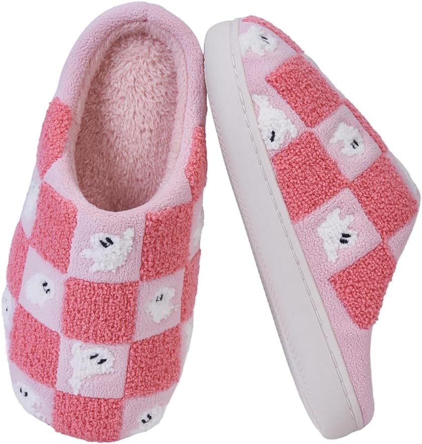 

Домашние тапочки HiGropcore на Хэллоуин для женщин и мужчин, милые и жуткие осенние тапочки, уютные плюшевые теплые тапочки для дома, для улицы и дома, розовый