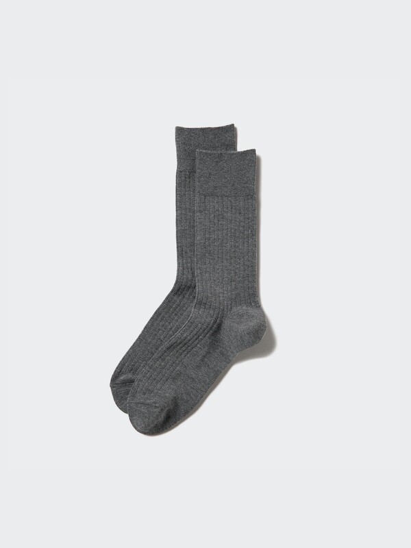 

Носки heattech широкие в рубчик Uniqlo, серый